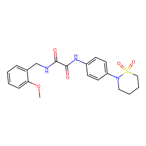 N'-[4-(1,1-dioxothiazinan-2-yl)phenyl]-N-[(2-methoxyphenyl)methyl]oxamide structure