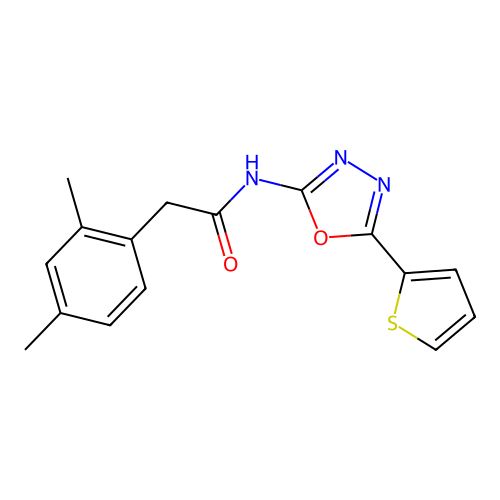 2-(2,4-dimethylphenyl)-N-(5-(thiophen-2-yl)-1,3,4-oxadiazol-2-yl)acetamide structure