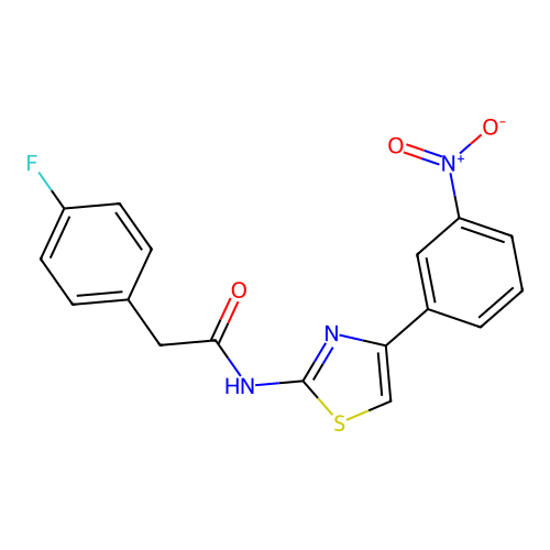 2-(4-fluorophenyl)-N-(4-(3-nitrophenyl)thiazol-2-yl)acetamide structure