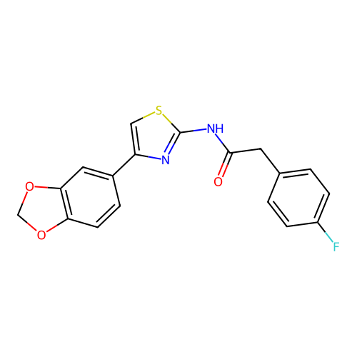 N-(4-(benzo[d][1,3]dioxol-5-yl)thiazol-2-yl)-2-(4-fluorophenyl)acetamide structure
