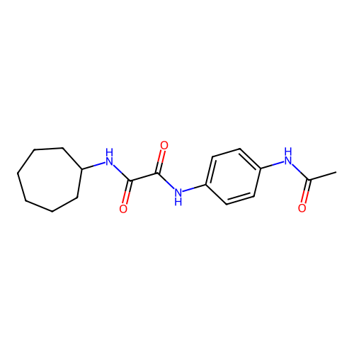 N1-(4-acetamidophenyl)-N2-cycloheptyloxalamide structure