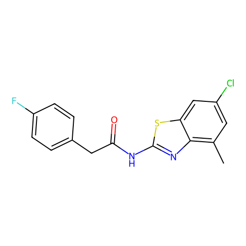 N-(6-chloro-4-methylbenzo[d]thiazol-2-yl)-2-(4-fluorophenyl)acetamide structure
