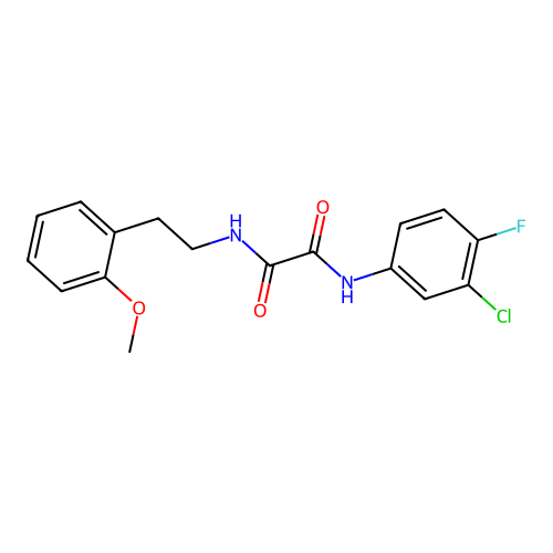 N1-(3-chloro-4-fluorophenyl)-N2-(2-methoxyphenethyl)oxalamide structure
