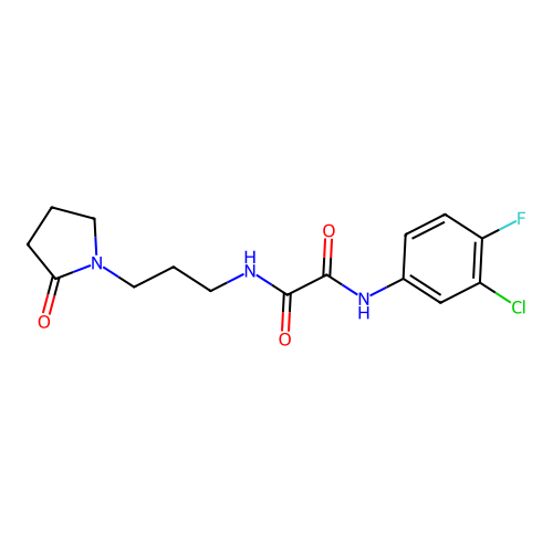 N1-(3-chloro-4-fluorophenyl)-N2-(3-(2-oxopyrrolidin-1-yl)propyl)oxalamide structure