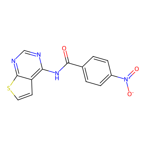 4-nitro-N-{thieno[2,3-d]pyrimidin-4-yl}benzamide structure