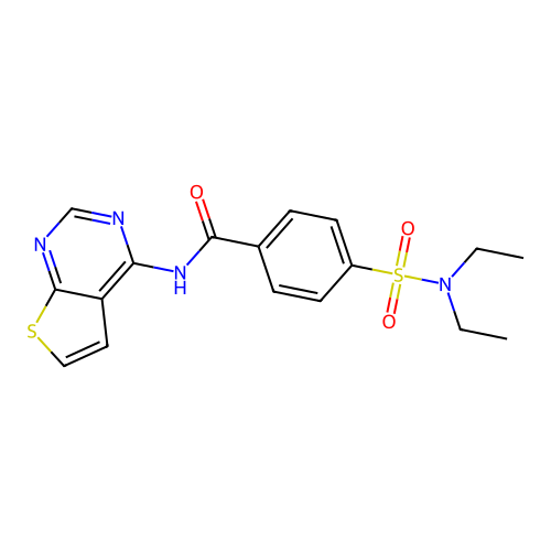 4-(N,N-diethylsulfamoyl)-N-(thieno[2,3-d]pyrimidin-4-yl)benzamide structure