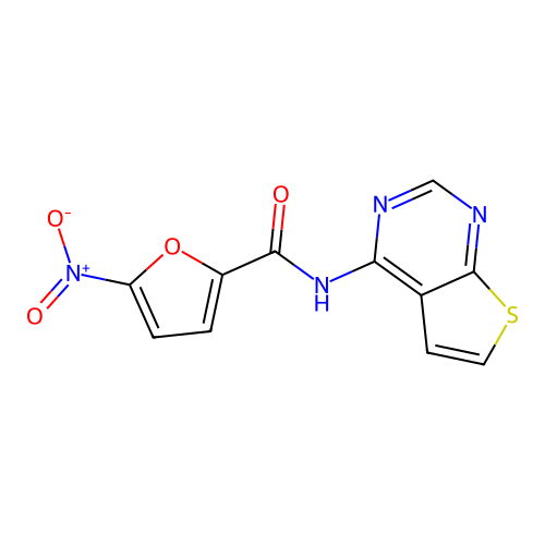 5-nitro-N-(thieno[2,3-d]pyrimidin-4-yl)furan-2-carboxamide structure