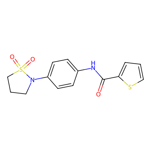 N-(4-(1,1-dioxidoisothiazolidin-2-yl)phenyl)thiophene-2-carboxamide structure