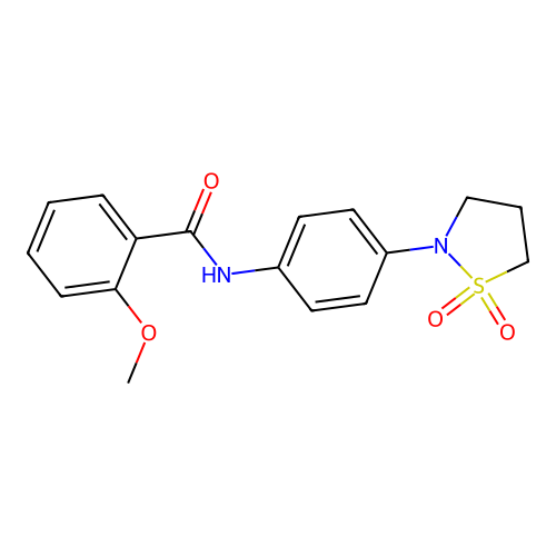 N-(4-(1,1-dioxidoisothiazolidin-2-yl)phenyl)-2-methoxybenzamide structure