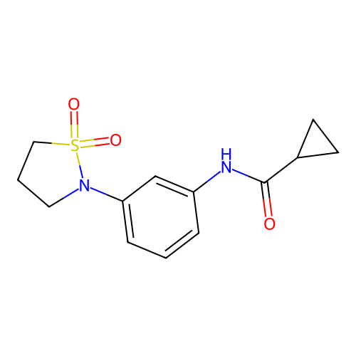 N-(3-(1,1-dioxidoisothiazolidin-2-yl)phenyl)cyclopropanecarboxamide structure