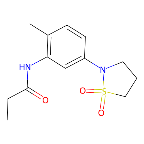 N-(5-(1,1-dioxidoisothiazolidin-2-yl)-2-methylphenyl)propionamide structure