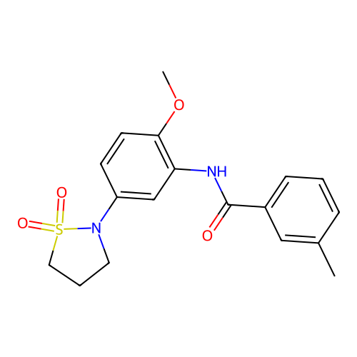 N-(5-(1,1-dioxidoisothiazolidin-2-yl)-2-methoxyphenyl)-3-methylbenzamide structure
