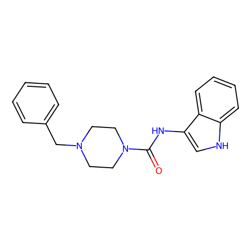 4-benzyl-N-(1H-indol-3-yl)piperazine-1-carboxamide structure