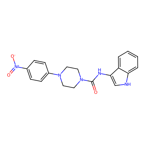 N-(1H-indol-3-yl)-4-(4-nitrophenyl)piperazine-1-carboxamide structure