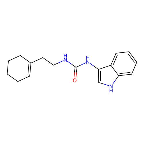 1-[2-(cyclohex-1-en-1-yl)ethyl]-3-(1H-indol-3-yl)urea structure