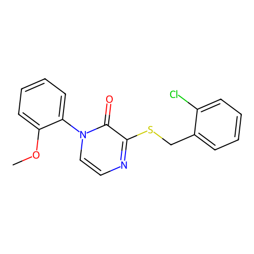 3-[(2-Chlorophenyl)methylsulfanyl]-1-(2-methoxyphenyl)pyrazin-2-one structure