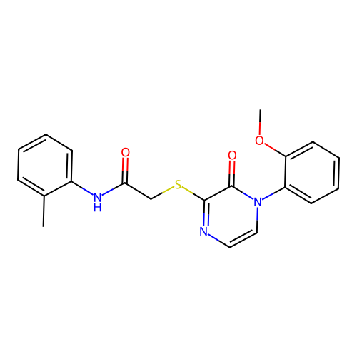 2-[4-(2-methoxyphenyl)-3-oxopyrazin-2-yl]sulfanyl-N-(2-methylphenyl)acetamide structure