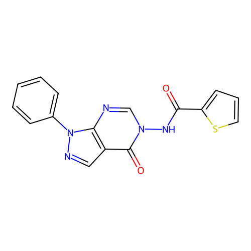 N-{4-oxo-1-phenyl-1H,4H,5H-pyrazolo[3,4-d]pyrimidin-5-yl}thiophene-2-carboxamide structure