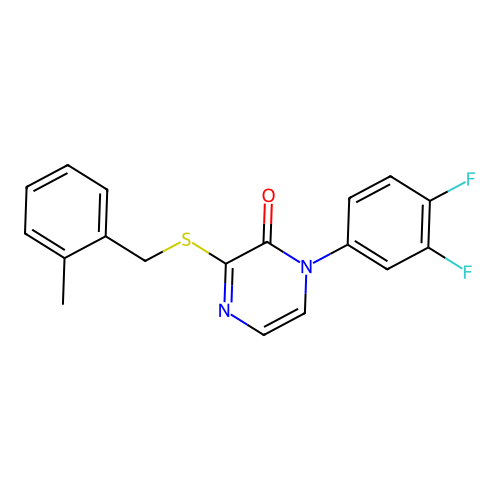 1-(3,4-Difluorophenyl)-3-[(2-methylphenyl)methylsulfanyl]pyrazin-2-one structure