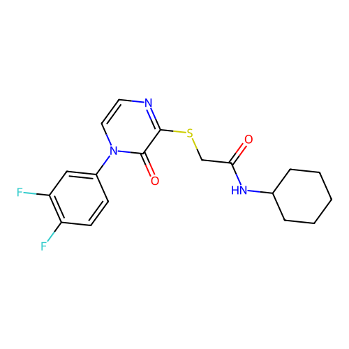 N-cyclohexyl-2-[4-(3,4-difluorophenyl)-3-oxopyrazin-2-yl]sulfanylacetamide structure