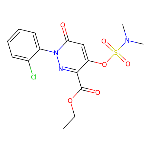 Ethyl 1-(2-chlorophenyl)-4-(dimethylsulfamoyloxy)-6-oxopyridazine-3-carboxylate structure