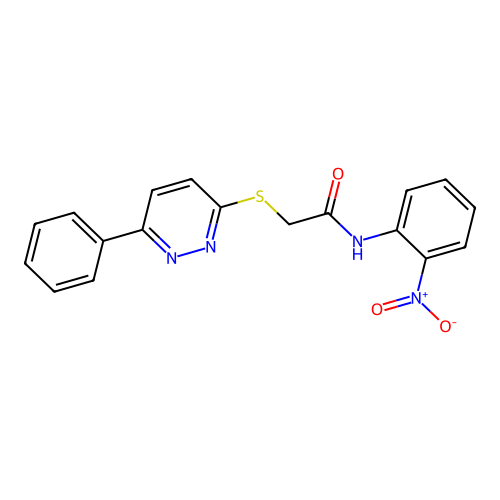 N-(2-nitrophenyl)-2-(6-phenylpyridazin-3-yl)sulfanylacetamide structure