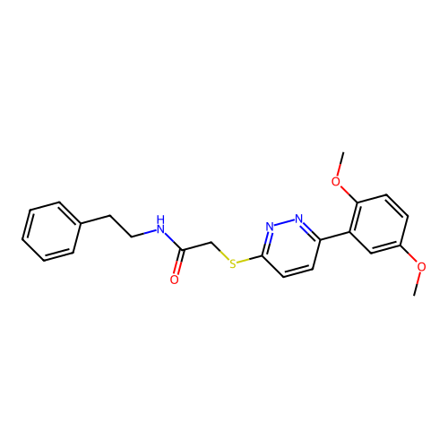 2-((6-(2,5-dimethoxyphenyl)pyridazin-3-yl)thio)-N-phenethylacetamide structure