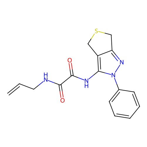 N'-(2-phenyl-4,6-dihydrothieno[3,4-c]pyrazol-3-yl)-N-prop-2-enyloxamide structure