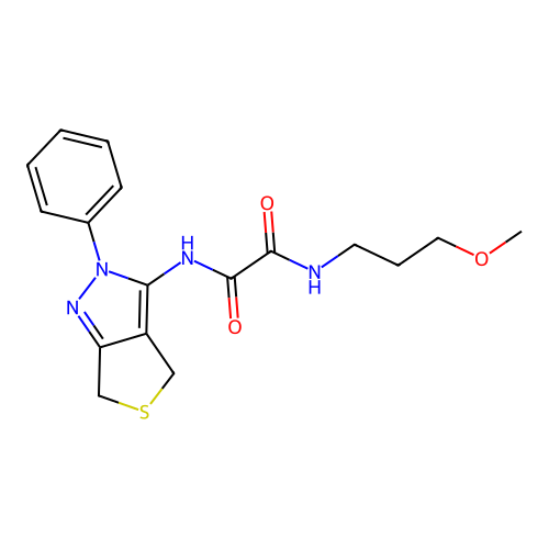 N-(3-methoxypropyl)-N'-(2-phenyl-4,6-dihydrothieno[3,4-c]pyrazol-3-yl)oxamide structure