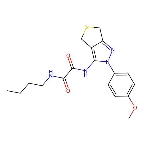 N-butyl-N'-[2-(4-methoxyphenyl)-4,6-dihydrothieno[3,4-c]pyrazol-3-yl]oxamide structure