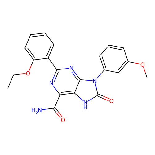 2-(2-ethoxyphenyl)-9-(3-methoxyphenyl)-8-oxo-8,9-dihydro-7H-purine-6-carboxamide structure