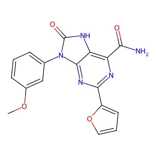 2-(furan-2-yl)-9-(3-methoxyphenyl)-8-oxo-8,9-dihydro-7H-purine-6-carboxamide structure