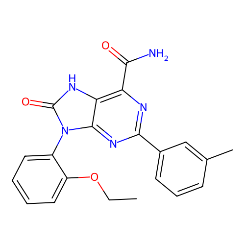 9-(2-ethoxyphenyl)-2-(3-methylphenyl)-8-oxo-7H-purine-6-carboxamide structure