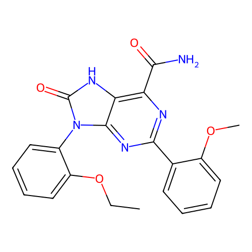 9-(2-ethoxyphenyl)-2-(2-methoxyphenyl)-8-oxo-8,9-dihydro-7H-purine-6-carboxamide structure