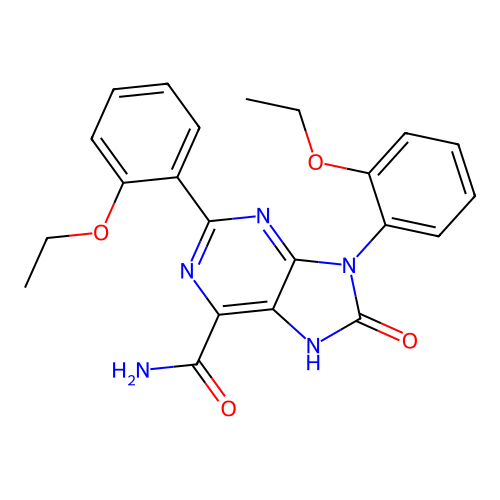 2,9-bis(2-ethoxyphenyl)-8-oxo-8,9-dihydro-7H-purine-6-carboxamide structure