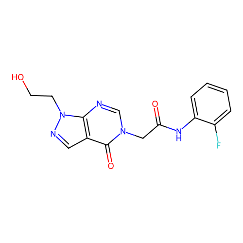 N-(2-fluorophenyl)-2-[1-(2-hydroxyethyl)-4-oxopyrazolo[3,4-d]pyrimidin-5-yl]acetamide structure