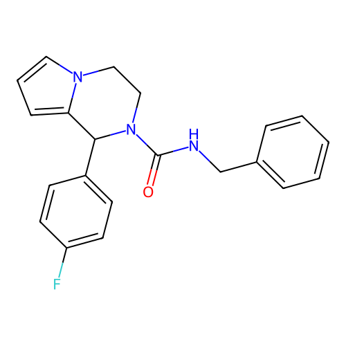 N-benzyl-1-(4-fluorophenyl)-3,4-dihydropyrrolo[1,2-a]pyrazine-2(1H)-carboxamide structure