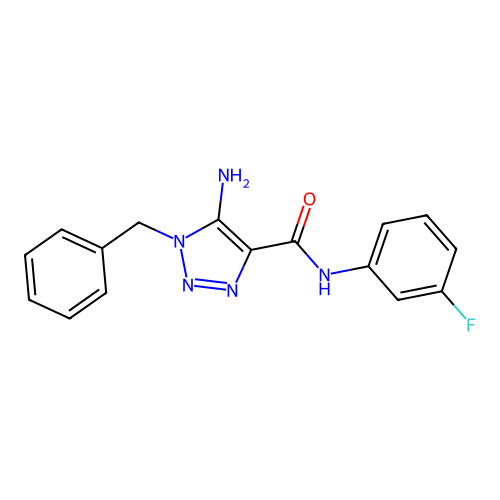 5-amino-1-benzyl-N-(3-fluorophenyl)-1H-1,2,3-triazole-4-carboxamide structure