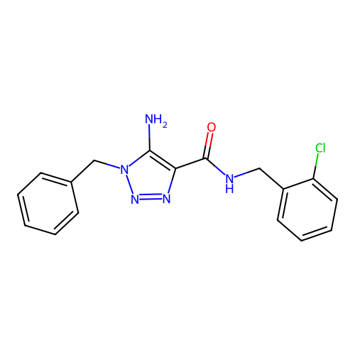 5-amino-1-benzyl-N-(2-chlorobenzyl)-1H-1,2,3-triazole-4-carboxamide structure