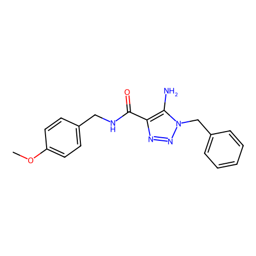 5-amino-1-benzyl-N-(4-methoxybenzyl)-1H-1,2,3-triazole-4-carboxamide structure