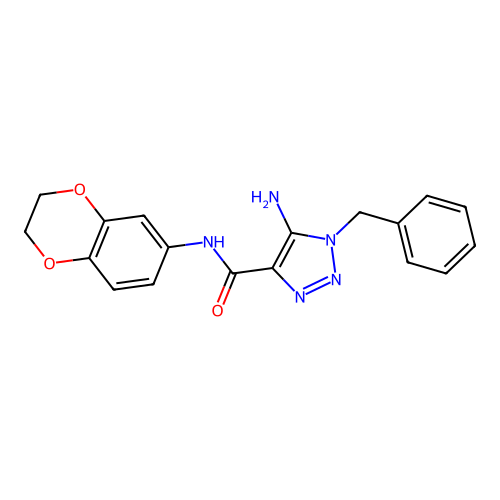 5-amino-1-benzyl-N-(2,3-dihydro-1,4-benzodioxin-6-yl)-1H-1,2,3-triazole-4-carboxamide structure
