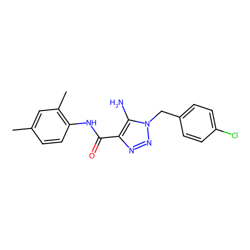 5-amino-1-[(4-chlorophenyl)methyl]-N-(2,4-dimethylphenyl)triazole-4-carboxamide structure