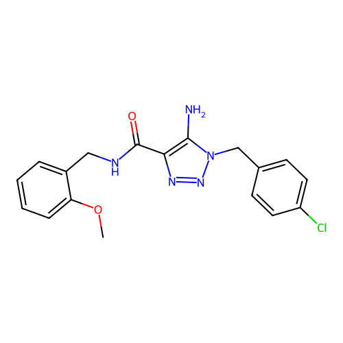 5-amino-1-(4-chlorobenzyl)-N-(2-methoxybenzyl)-1H-1,2,3-triazole-4-carboxamide structure