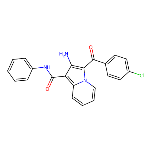2-amino-3-(4-chlorobenzoyl)-N-phenylindolizine-1-carboxamide structure