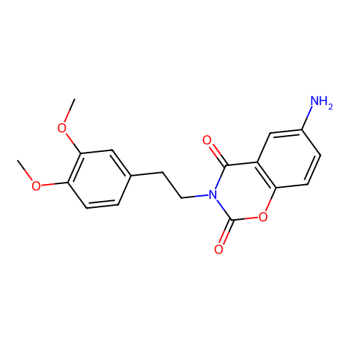 6-amino-3-(3,4-dimethoxyphenethyl)-2H-1,3-benzoxazine-2,4(3H)-dione structure