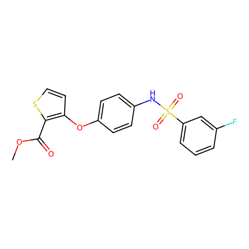 Methyl 3-(4-{[(3-fluorophenyl)sulfonyl]amino}phenoxy)-2-thiophenecarboxylate structure