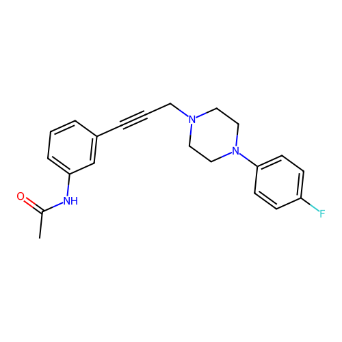 N-(3-{3-[4-(4-fluorophenyl)piperazino]-1-propynyl}phenyl)acetamide structure