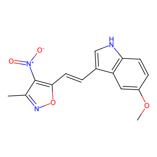 5-Methoxy-3-[2-(3-methyl-4-nitro-1,2-oxazol-5-YL)ethenyl]-1H-indole structure