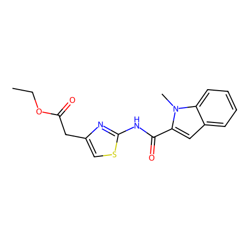 4-Thiazoleacetic acid, 2-[[(1-methyl-1H-indol-2-yl)carbonyl]amino]-, ethyl ester structure