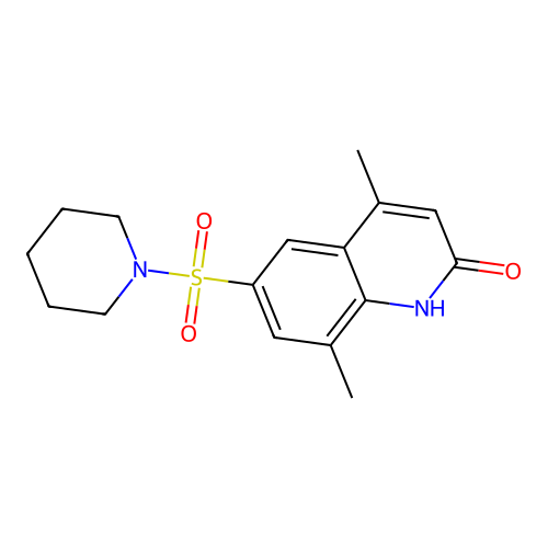 4,8-dimethyl-6-(piperidin-1-ylsulfonyl)quinolin-2(1H)-one structure